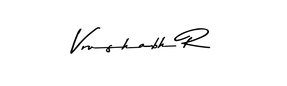 How to make Vrushabh R name signature. Use Asem Kandis PERSONAL USE style for creating short signs online. This is the latest handwritten sign. Vrushabh R signature style 9 images and pictures png