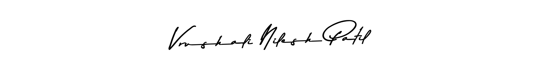 How to make Vrushali Nilesh Patil name signature. Use Asem Kandis PERSONAL USE style for creating short signs online. This is the latest handwritten sign. Vrushali Nilesh Patil signature style 9 images and pictures png
