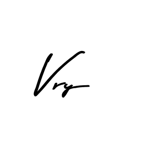 How to make Vry name signature. Use Asem Kandis PERSONAL USE style for creating short signs online. This is the latest handwritten sign. Vry signature style 9 images and pictures png