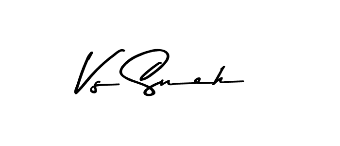 How to make Vs Sneh name signature. Use Asem Kandis PERSONAL USE style for creating short signs online. This is the latest handwritten sign. Vs Sneh signature style 9 images and pictures png