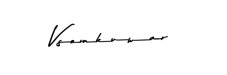 How to make Vsomkuwar name signature. Use Asem Kandis PERSONAL USE style for creating short signs online. This is the latest handwritten sign. Vsomkuwar signature style 9 images and pictures png