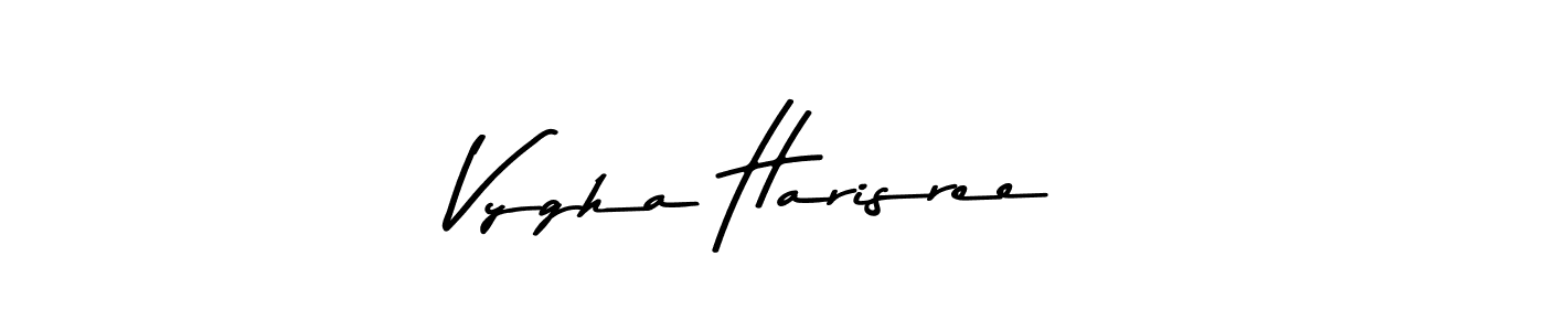 How to make Vygha Harisree name signature. Use Asem Kandis PERSONAL USE style for creating short signs online. This is the latest handwritten sign. Vygha Harisree signature style 9 images and pictures png