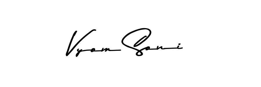 The best way (Asem Kandis PERSONAL USE) to make a short signature is to pick only two or three words in your name. The name Vyom Soni include a total of six letters. For converting this name. Vyom Soni signature style 9 images and pictures png