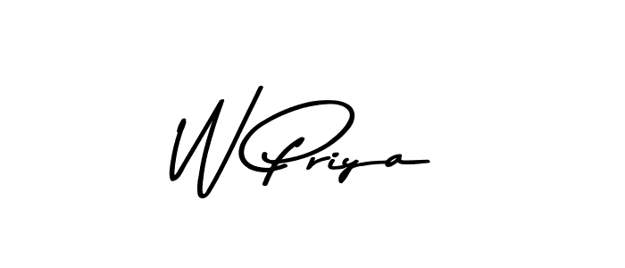 Create a beautiful signature design for name W Priya. With this signature (Asem Kandis PERSONAL USE) fonts, you can make a handwritten signature for free. W Priya signature style 9 images and pictures png