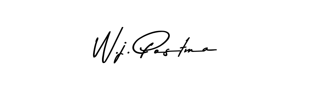Design your own signature with our free online signature maker. With this signature software, you can create a handwritten (Asem Kandis PERSONAL USE) signature for name W.j. Postma. W.j. Postma signature style 9 images and pictures png