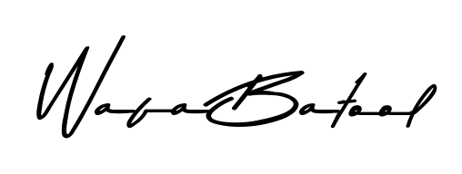 A stylish, flowing autograph style designed for name Wafa Batool using Asem Kandis PERSONAL USE typography. Perfect for digital creative projects. Wafa Batool signature style 9 images and pictures png