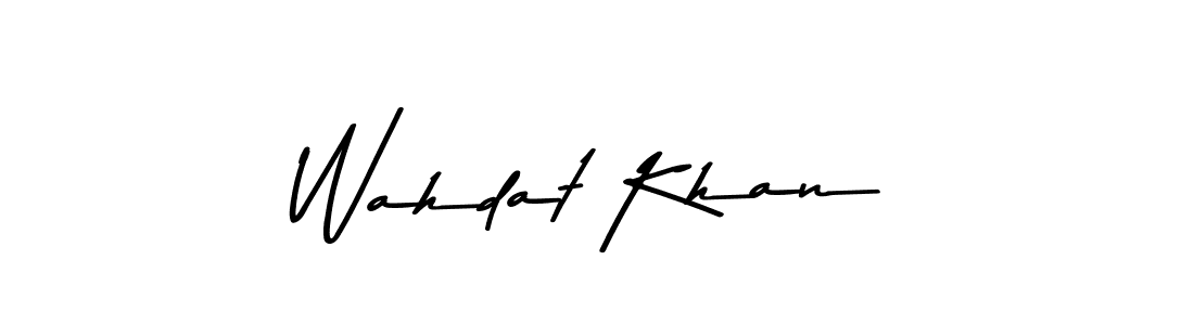 How to make Wahdat Khan name signature. Use Asem Kandis PERSONAL USE style for creating short signs online. This is the latest handwritten sign. Wahdat Khan signature style 9 images and pictures png