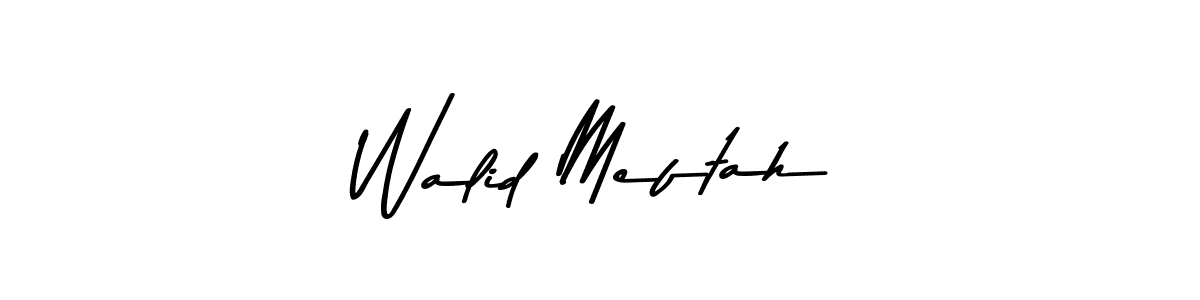 Create a beautiful signature design for name Walid Meftah. With this signature (Asem Kandis PERSONAL USE) fonts, you can make a handwritten signature for free. Walid Meftah signature style 9 images and pictures png