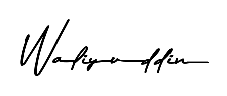 Personalize your online presence with Waliyuddin signature rendered in elegant Asem Kandis PERSONAL USE font. Great for website footers and blogs. Waliyuddin signature style 9 images and pictures png