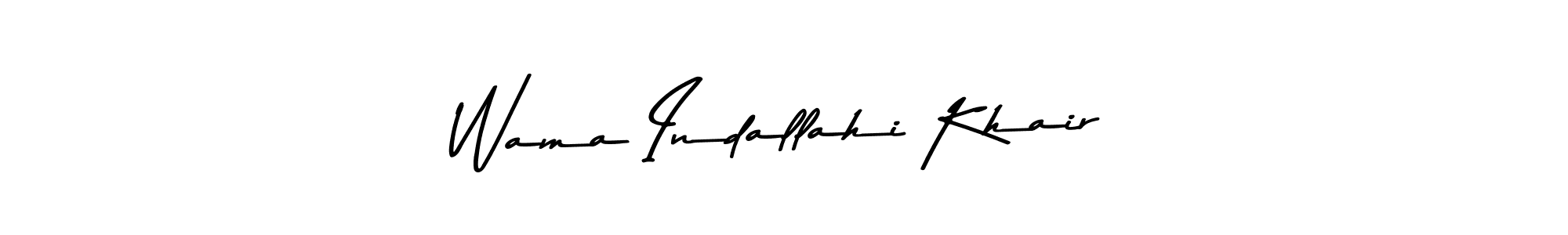 Create a beautiful signature design for name Wama Indallahi Khair. With this signature (Asem Kandis PERSONAL USE) fonts, you can make a handwritten signature for free. Wama Indallahi Khair signature style 9 images and pictures png