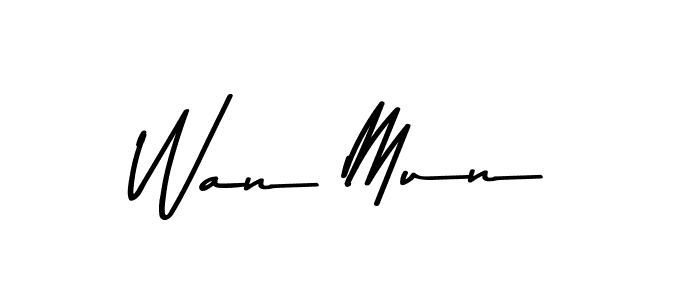 Make a beautiful signature design for name Wan Mun. With this signature (Asem Kandis PERSONAL USE) style, you can create a handwritten signature for free. Wan Mun signature style 9 images and pictures png