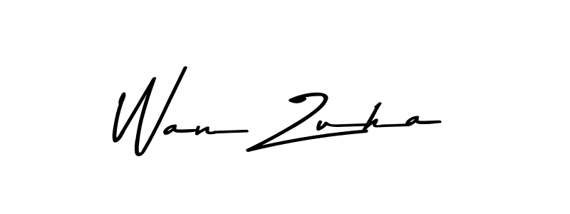 Make a beautiful signature design for name Wan Zuha. With this signature (Asem Kandis PERSONAL USE) style, you can create a handwritten signature for free. Wan Zuha signature style 9 images and pictures png