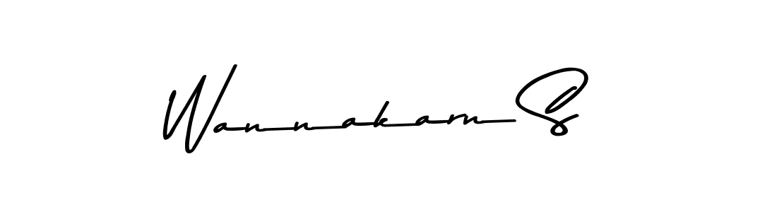 How to make Wannakarn S name signature. Use Asem Kandis PERSONAL USE style for creating short signs online. This is the latest handwritten sign. Wannakarn S signature style 9 images and pictures png