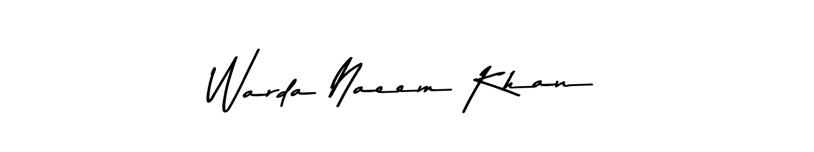 How to make Warda Naeem Khan name signature. Use Asem Kandis PERSONAL USE style for creating short signs online. This is the latest handwritten sign. Warda Naeem Khan signature style 9 images and pictures png