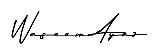 Download transparent PNG signature for name Waseem Ayaz styled with Asem Kandis PERSONAL USE font. Ready to paste directly into PDF and Word agreements. Waseem Ayaz signature style 9 images and pictures png