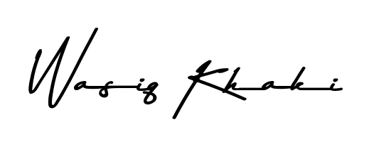 A sleek calligraphic signature for name Wasiq Khaki utilizing Asem Kandis PERSONAL USE styling. Great for adding personal signatures to photos and art. Wasiq Khaki signature style 9 images and pictures png