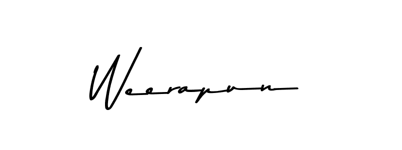 How to make Weerapun name signature. Use Asem Kandis PERSONAL USE style for creating short signs online. This is the latest handwritten sign. Weerapun signature style 9 images and pictures png