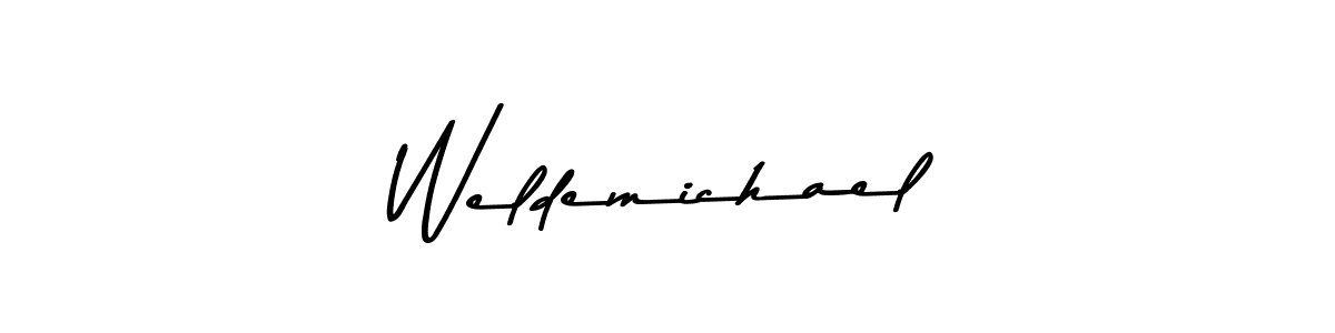 Create a beautiful signature design for name Weldemichael. With this signature (Asem Kandis PERSONAL USE) fonts, you can make a handwritten signature for free. Weldemichael signature style 9 images and pictures png