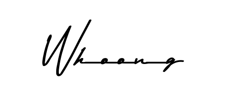 A sleek calligraphic signature for name Whoong utilizing Asem Kandis PERSONAL USE styling. Great for adding personal signatures to photos and art. Whoong signature style 9 images and pictures png