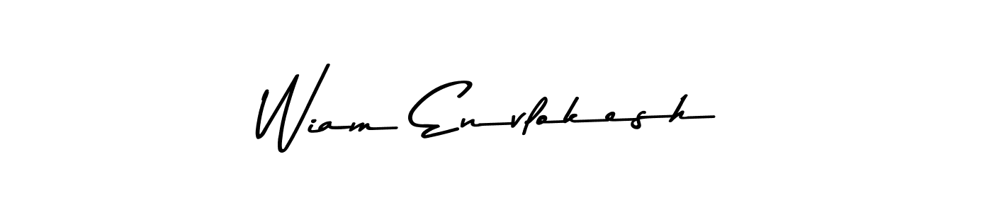 Create a beautiful signature design for name Wiam Envlokesh. With this signature (Asem Kandis PERSONAL USE) fonts, you can make a handwritten signature for free. Wiam Envlokesh signature style 9 images and pictures png
