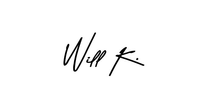 How to make Will K. name signature. Use Asem Kandis PERSONAL USE style for creating short signs online. This is the latest handwritten sign. Will K. signature style 9 images and pictures png