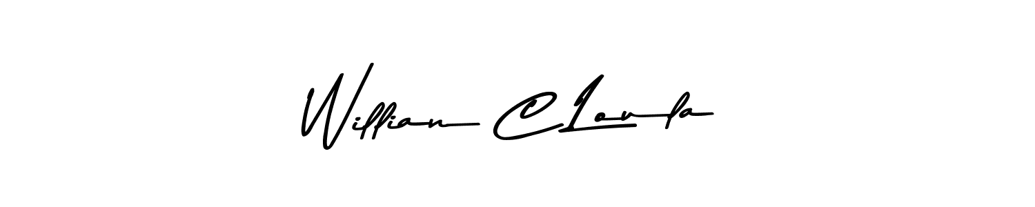 Use a signature maker to create a handwritten signature online. With this signature software, you can design (Asem Kandis PERSONAL USE) your own signature for name Willian C Loula. Willian C Loula signature style 9 images and pictures png
