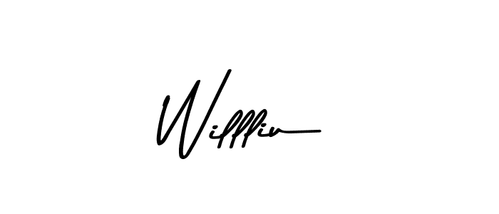 Create a beautiful signature design for name Willliu. With this signature (Asem Kandis PERSONAL USE) fonts, you can make a handwritten signature for free. Willliu signature style 9 images and pictures png