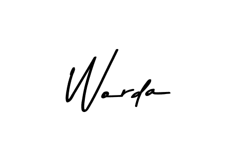 Create a beautiful signature design for name Worda. With this signature (Asem Kandis PERSONAL USE) fonts, you can make a handwritten signature for free. Worda signature style 9 images and pictures png