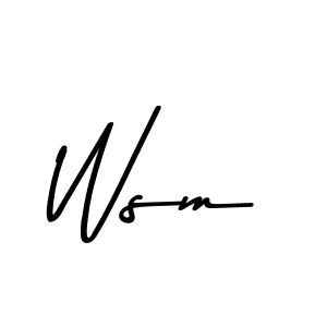 Make a beautiful signature design for name Wsm. With this signature (Asem Kandis PERSONAL USE) style, you can create a handwritten signature for free. Wsm signature style 9 images and pictures png