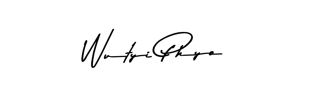 How to make Wutyi Phyo name signature. Use Asem Kandis PERSONAL USE style for creating short signs online. This is the latest handwritten sign. Wutyi Phyo signature style 9 images and pictures png