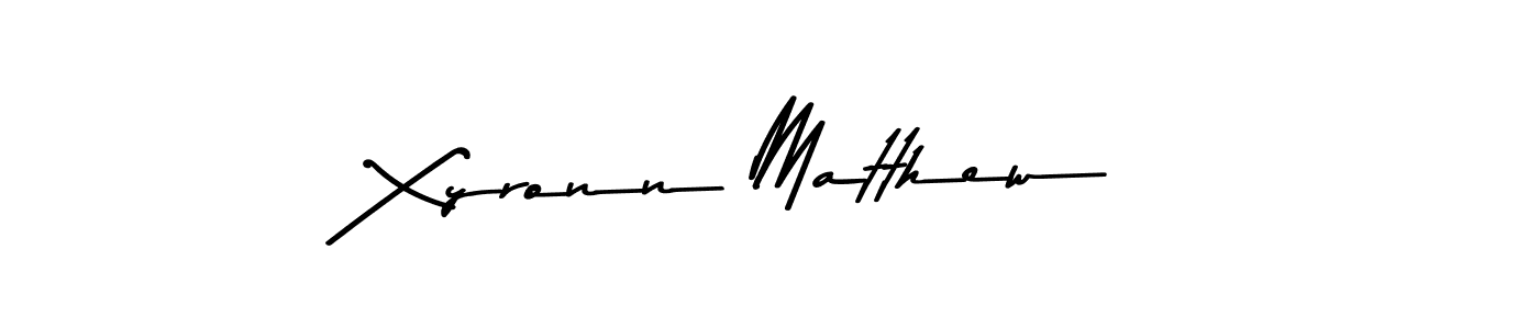 How to make Xyronn Matthew name signature. Use Asem Kandis PERSONAL USE style for creating short signs online. This is the latest handwritten sign. Xyronn Matthew signature style 9 images and pictures png