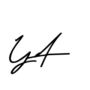 How to make Y A name signature. Use Asem Kandis PERSONAL USE style for creating short signs online. This is the latest handwritten sign. Y A signature style 9 images and pictures png