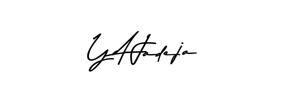 How to make Y A Jadeja name signature. Use Asem Kandis PERSONAL USE style for creating short signs online. This is the latest handwritten sign. Y A Jadeja signature style 9 images and pictures png