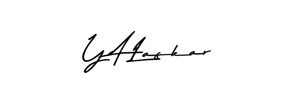 How to make Y A Laskar name signature. Use Asem Kandis PERSONAL USE style for creating short signs online. This is the latest handwritten sign. Y A Laskar signature style 9 images and pictures png