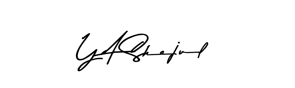 How to make Y A Shejul name signature. Use Asem Kandis PERSONAL USE style for creating short signs online. This is the latest handwritten sign. Y A Shejul signature style 9 images and pictures png