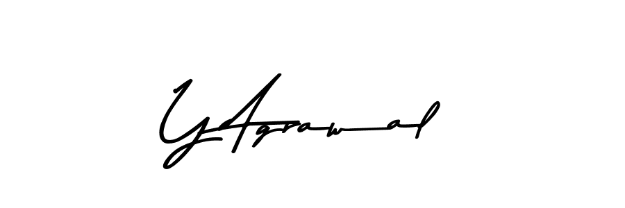 How to make Y Agrawal name signature. Use Asem Kandis PERSONAL USE style for creating short signs online. This is the latest handwritten sign. Y Agrawal signature style 9 images and pictures png