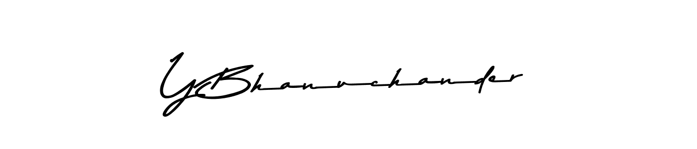 How to make Y Bhanuchander name signature. Use Asem Kandis PERSONAL USE style for creating short signs online. This is the latest handwritten sign. Y Bhanuchander signature style 9 images and pictures png