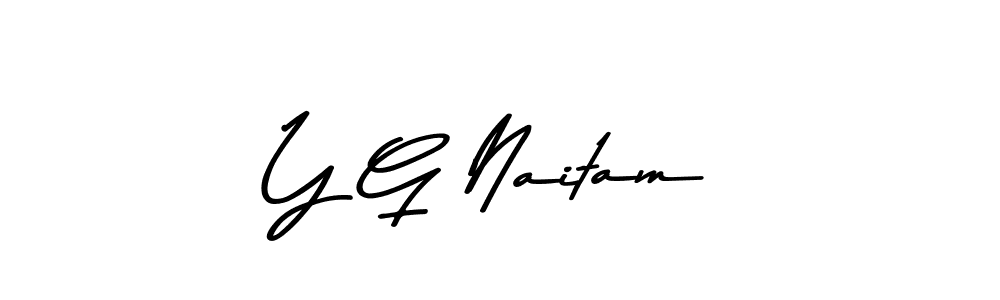 How to make Y G Naitam name signature. Use Asem Kandis PERSONAL USE style for creating short signs online. This is the latest handwritten sign. Y G Naitam signature style 9 images and pictures png
