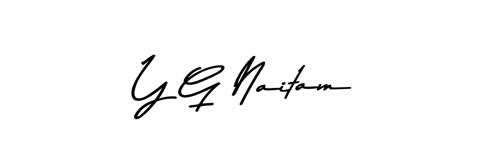 How to make Y G Naitam name signature. Use Asem Kandis PERSONAL USE style for creating short signs online. This is the latest handwritten sign. Y G Naitam signature style 9 images and pictures png