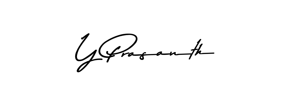 How to make Y Prasanth name signature. Use Asem Kandis PERSONAL USE style for creating short signs online. This is the latest handwritten sign. Y Prasanth signature style 9 images and pictures png