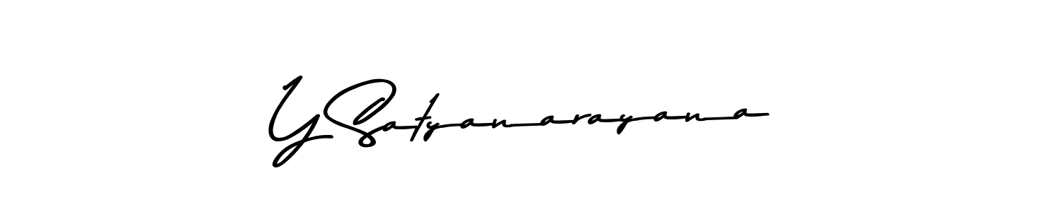 How to make Y Satyanarayana name signature. Use Asem Kandis PERSONAL USE style for creating short signs online. This is the latest handwritten sign. Y Satyanarayana signature style 9 images and pictures png