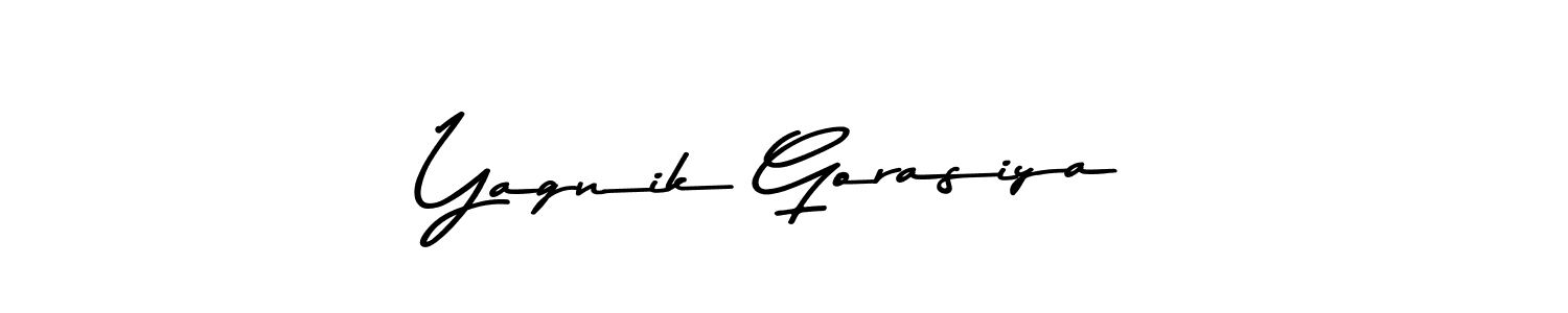 Create a beautiful signature design for name Yagnik Gorasiya. With this signature (Asem Kandis PERSONAL USE) fonts, you can make a handwritten signature for free. Yagnik Gorasiya signature style 9 images and pictures png