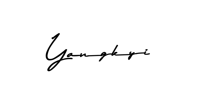 Use a signature maker to create a handwritten signature online. With this signature software, you can design (Asem Kandis PERSONAL USE) your own signature for name Yangkyi. Yangkyi signature style 9 images and pictures png
