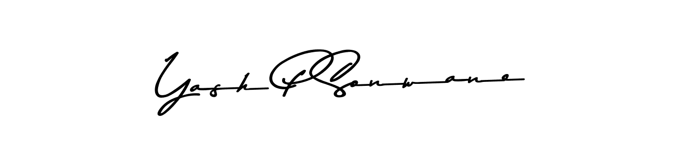 How to make Yash P Sonwane name signature. Use Asem Kandis PERSONAL USE style for creating short signs online. This is the latest handwritten sign. Yash P Sonwane signature style 9 images and pictures png