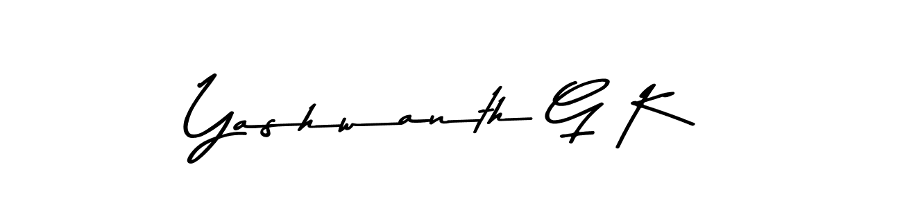 How to make Yashwanth G K name signature. Use Asem Kandis PERSONAL USE style for creating short signs online. This is the latest handwritten sign. Yashwanth G K signature style 9 images and pictures png