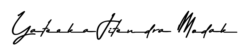 Similarly Asem Kandis PERSONAL USE is the best handwritten signature design. Signature creator online. You can use it as an online autograph creator for name Yateeka Jitendra Modak. Yateeka Jitendra Modak signature style 9 images and pictures png