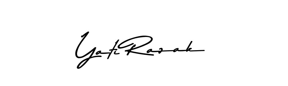 How to make Yati Razak name signature. Use Asem Kandis PERSONAL USE style for creating short signs online. This is the latest handwritten sign. Yati Razak signature style 9 images and pictures png