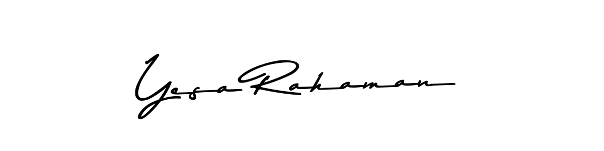 How to make Yesa Rahaman name signature. Use Asem Kandis PERSONAL USE style for creating short signs online. This is the latest handwritten sign. Yesa Rahaman signature style 9 images and pictures png