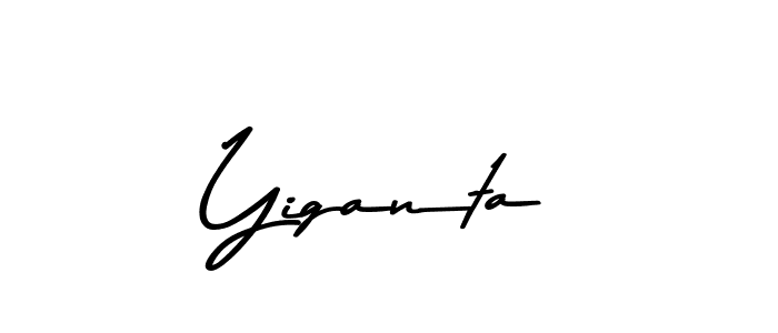 Create a beautiful signature design for name Yiganta. With this signature (Asem Kandis PERSONAL USE) fonts, you can make a handwritten signature for free. Yiganta signature style 9 images and pictures png