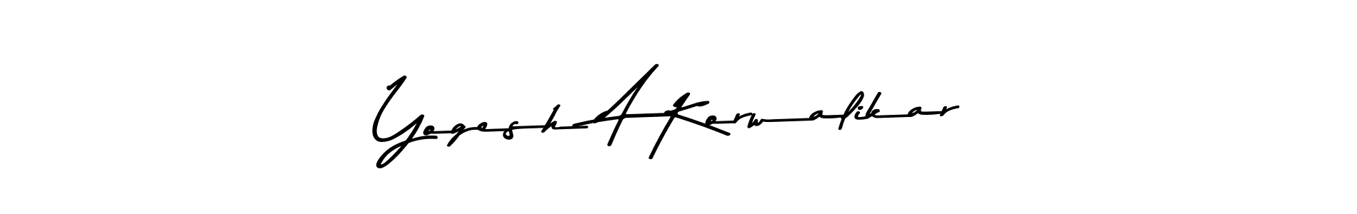 The best way (Asem Kandis PERSONAL USE) to make a short signature is to pick only two or three words in your name. The name Yogesh A Korwalikar include a total of six letters. For converting this name. Yogesh A Korwalikar signature style 9 images and pictures png